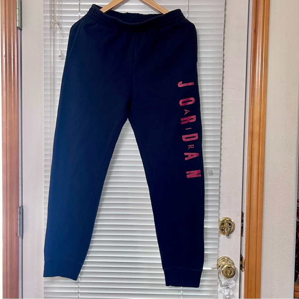 Jordan Air Boys Black Joggers with Red Lettering Size XL